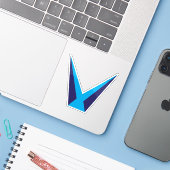 Blauwe Letter V Monogram Sticker (Laptop met iPhone)