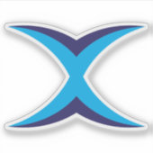 Blauwe Letter X Monogram Sticker (Voorkant)