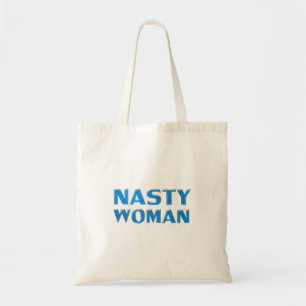 blauwe letters van de " akelige vrouw " tote bag