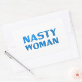blauwe letters van de " akelige vrouw " , witte ac rechthoekige sticker (Envelop)