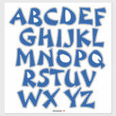 Blauwe Letters Witte Alfabet Muur Sticker (Vel)