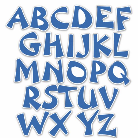 Blauwe Letters Witte Alfabet Muur Sticker (Voorkant)