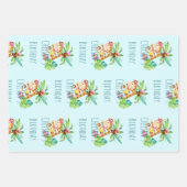 Blauwe Leuke Aap Gepersonaliseerde Gelukkige Verja Inpakpapier Vel (Voorkant)