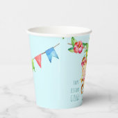 Blauwe Leuke Aap Gepersonaliseerde Gelukkige Verja Papieren Bekers (Rechts)