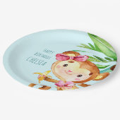 Blauwe Leuke Aap Gepersonaliseerde Gelukkige Verja Papieren Bordje (Gekanteld)