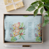 Blauwe Leuke Aap Gepersonaliseerde Gelukkige Verja Tissuepapier (Geschenk)