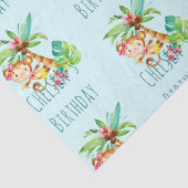 Blauwe Leuke Aap Gepersonaliseerde Gelukkige Verja Tissuepapier (Detail)