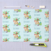 Blauwe Leuke Aap Gepersonaliseerde Gelukkige Verja Tissuepapier (Craft)