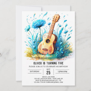 Blauwe Leuke Gitaar Jongen Verjaardag Kaart