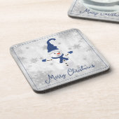Blauwe Leuke Sneeuwman Drank Coaster Bier Onderzetter (Linkerzijde)