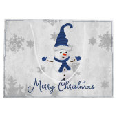 Blauwe Leuke Sneeuwman Geschenkzak voor vakantie Groot Cadeauzakje (Achterkant)