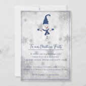 Blauwe Leuke Sneeuwman Kerstfeest Uitnodiging (Achterkant)