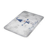 Blauwe Leuke Sneeuwman Vakantie Badmat (Gekanteld)