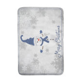 Blauwe Leuke Sneeuwman Vakantie Badmat (Voorkant Verticaal)