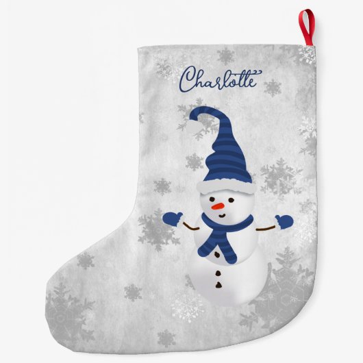 Blauwe Leuke Sneeuwman Vakantie Kous Grote Kerstsok (Achterkant)