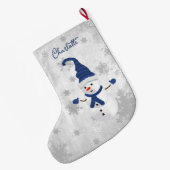 Blauwe Leuke Sneeuwman Vakantie Kous Grote Kerstsok (Achterkant (Hangend))