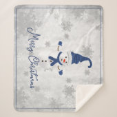 Blauwe Leuke Sneeuwman Vakantie Sherpa Deken (Voorkant)