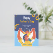 Blauwe Leuke Vader - Zoon geïllustreerd Gelukkige  Briefkaart (Staand voorkant)