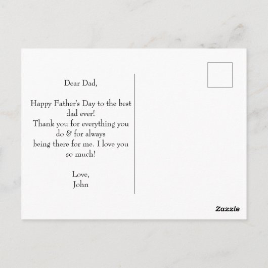 Blauwe Leuke Vader - Zoon geïllustreerd Gelukkige Briefkaart (Achterkant)