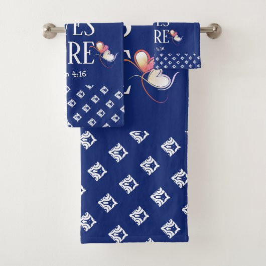 Blauwe LEVEN HIER Christelijk Bad Handdoek (Insitu)