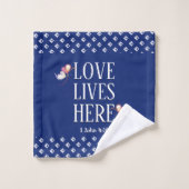 Blauwe LEVEN HIER Christelijk Bad Handdoek (Wasdoekje)