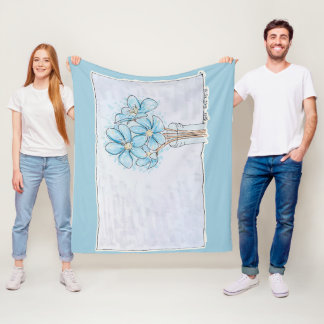 Blauwe Leverbloem Fleece Deken