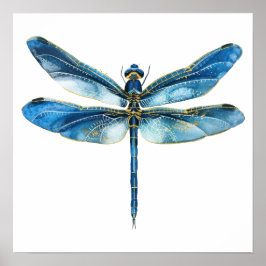 Blauwe libel 16 x 16 Poster
