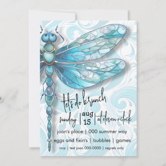 Blauwe libel | Aqua Blue Swirls | Natuur liefhebbe Kaart (Voorkant)