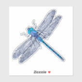 Blauwe libel contour sticker (Vel)