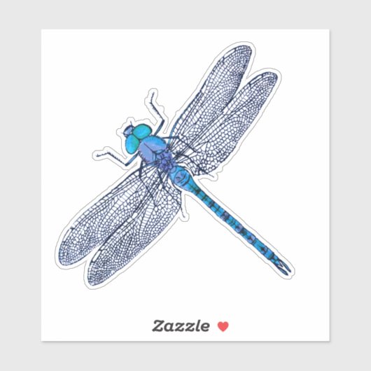 Blauwe libel contour sticker (Vel)