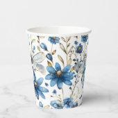 Blauwe libel en bloemen bloemenpapier partij cups papieren bekers (Links)