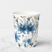 Blauwe libel en bloemen bloemenpapier partij cups papieren bekers (Rechts)