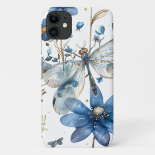 Blauwe Libel en Bloemen iPhone Case-Mate iPhone Case