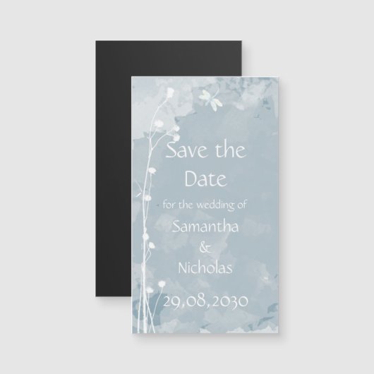 Blauwe libel kleine witte bloemen bruiloft (Voorkant / Achterkant)