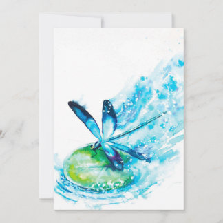 Blauwe Libel Landingscanvasprint| prachtig canvas Feestdagenkaart