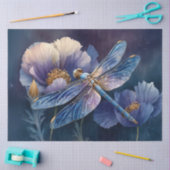 Blauwe Libel met Gouden Vleugels Decoupage Tissuepapier (Craft)