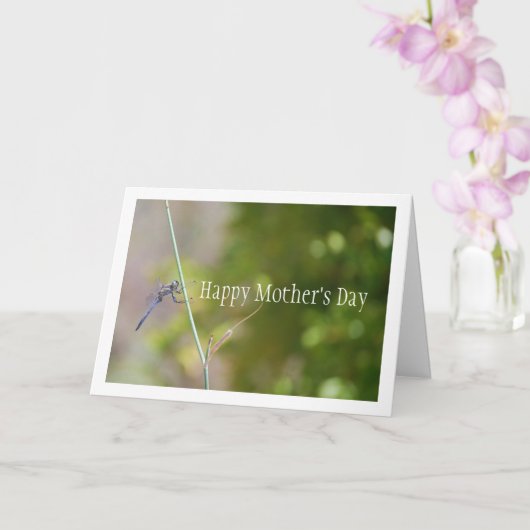 Blauwe Libel op Steel Portret Kaart (Orchidee)