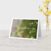 Blauwe libel op stengelportret kaart (Gele Bloem)