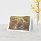 Blauwe libel op stengelportret kaart (Gele Bloem)