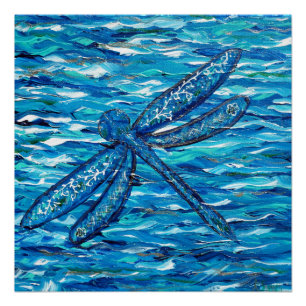 Blauwe Libel Schilderij Perfect Poster