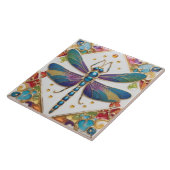 Blauwe libel - veelkleurige regenboog kleurrijk tegeltje (Zijkant)