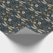 Blauwe libel vintage cadeaupapier (Hoek)
