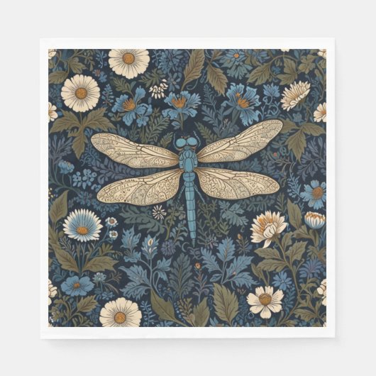Blauwe libel vintage servet (Voorkant)