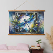 Blauwe Libel Waterverf Botanisch Hangend Wandkleed (Slaapkamer)