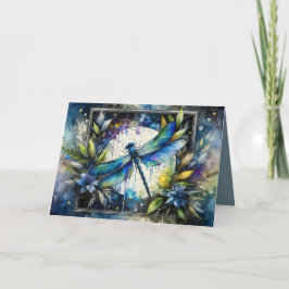 Blauwe Libel Waterverf Botanisch Kaart
