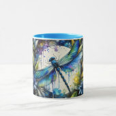 Blauwe Libel Waterverf Botanisch Mok (Midden)