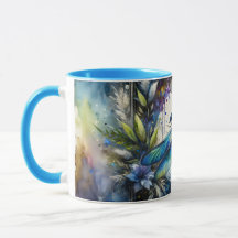 Blauwe Libel Waterverf Botanisch