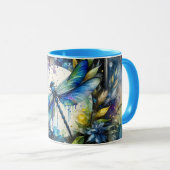 Blauwe Libel Waterverf Botanisch Mok (Voorkant rechts)