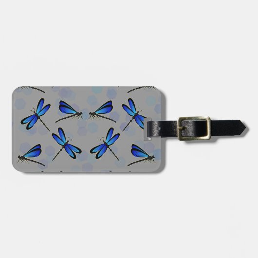 blauwe libellen bagagelabel (Voorkant horizontaal)