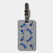 blauwe libellen bagagelabel (Voorkant verticaal)